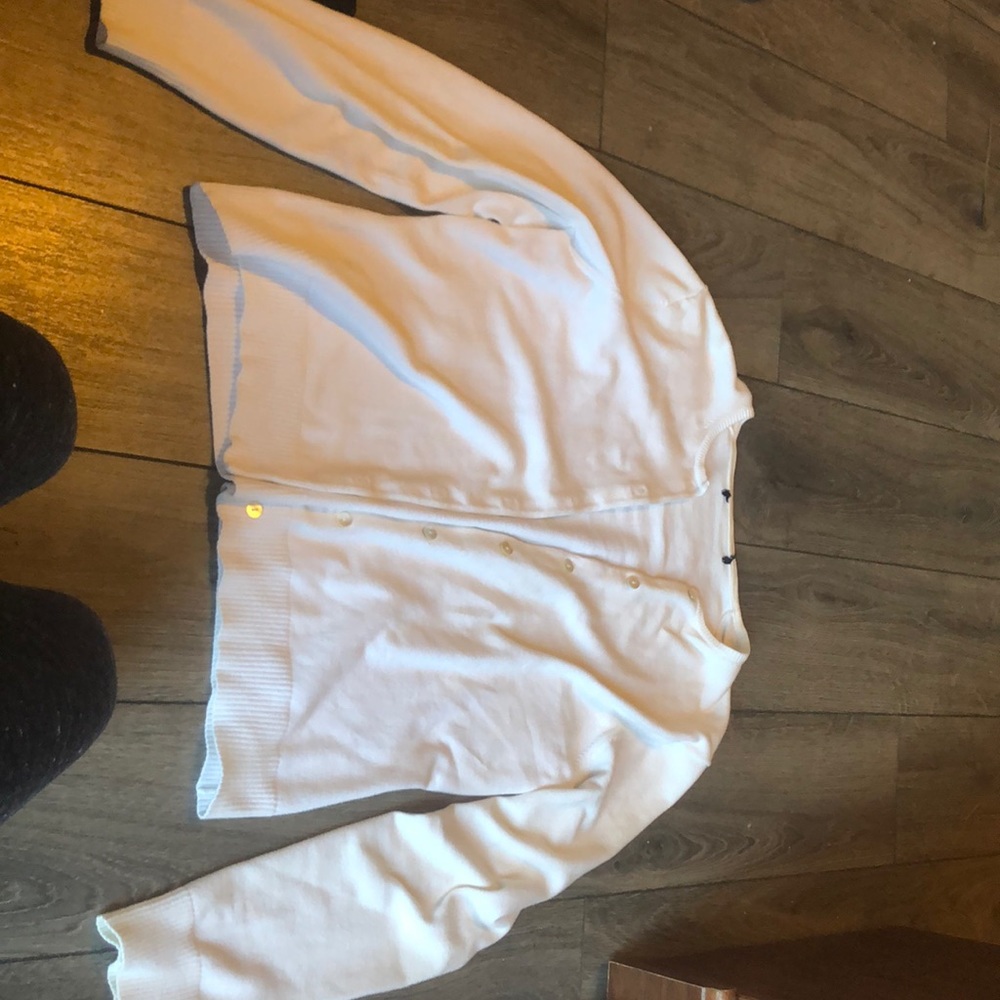 White button up sweater